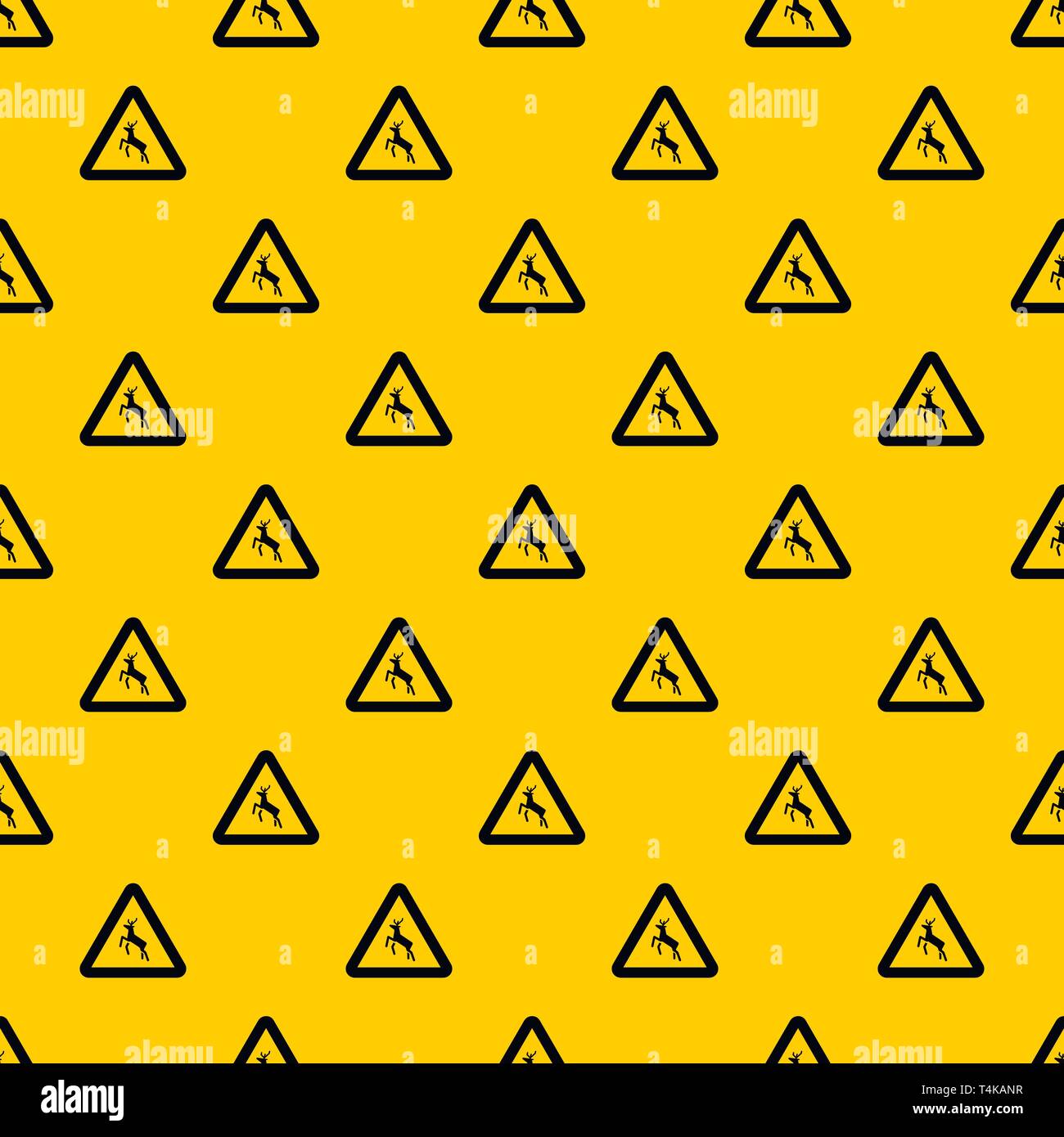 Deer traffic warning sign pattern vector Stock Vector