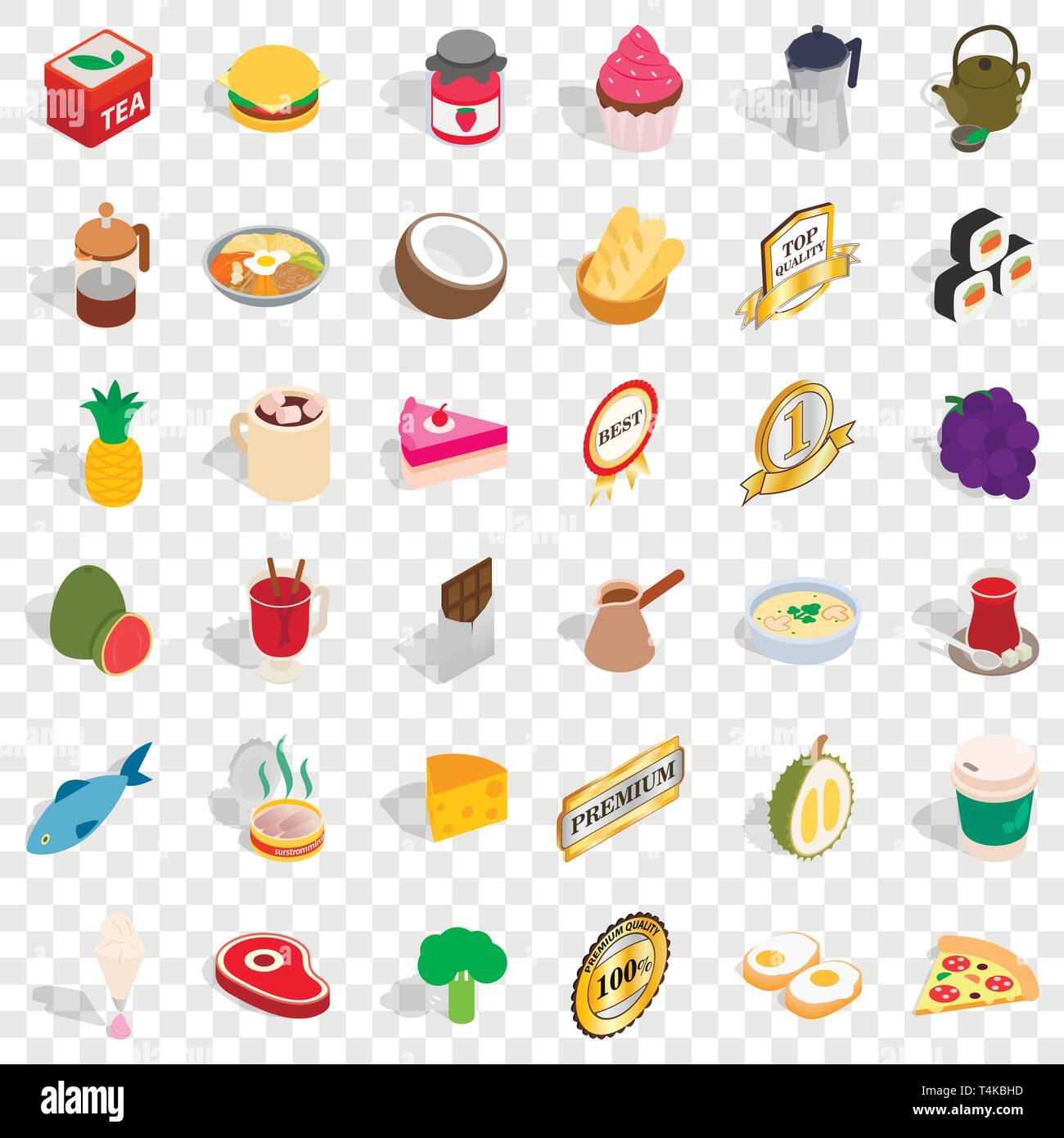Fruit drink icons set, isometric style Stock Vector