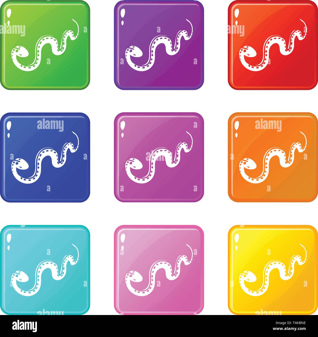 Desert snake icons set 9 color collection Stock Vector
