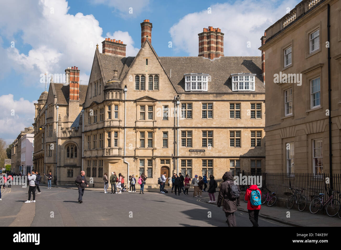University of Oxford building on New College Lane and joined to Hertford College by Bridge of Sighs, Oxford, UK Stock Photo