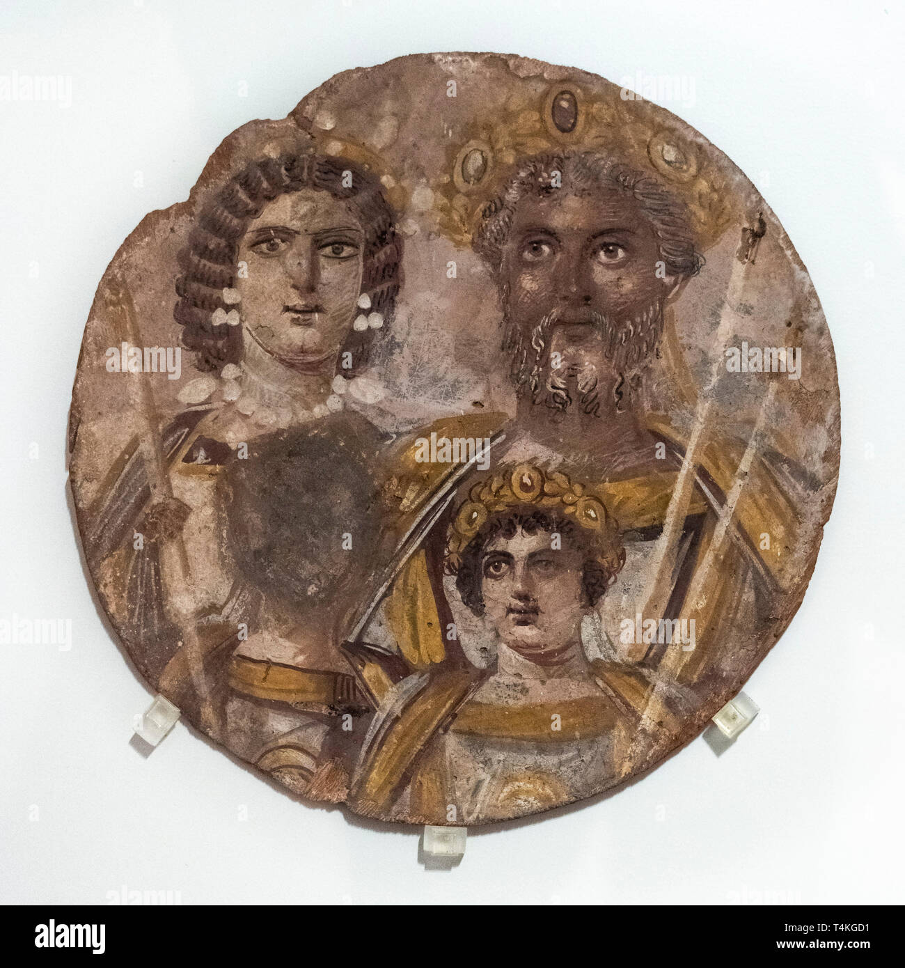 Berlin. Germany. The Severan Tondo, ca. AD 200, depicts Roman Emperor Septimius Severus with his family, his wife Julia Domna (left), in front are the Stock Photo