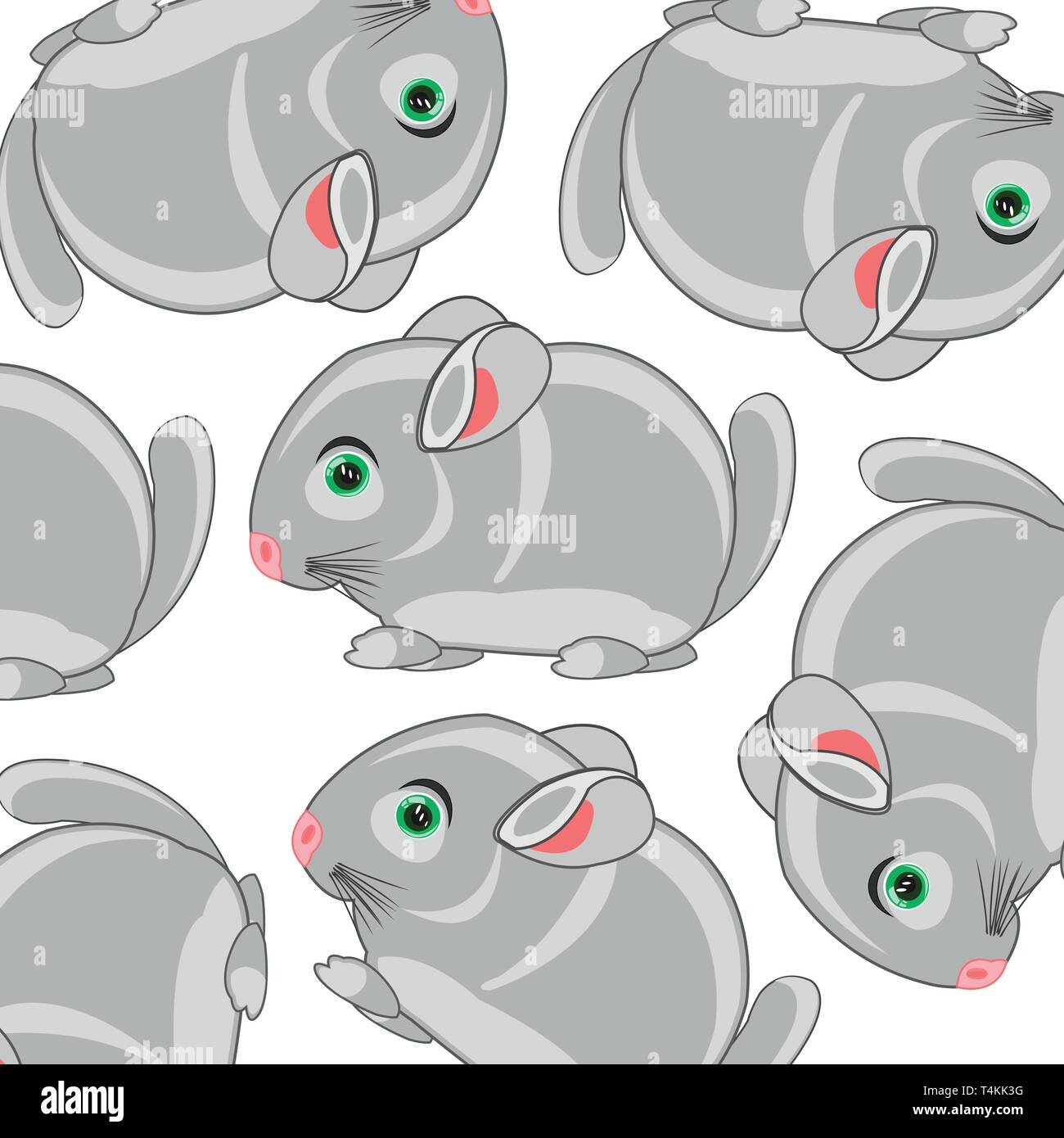 Vector illustration of the cartoon mammal chinchillas decorative pattern Stock Vector