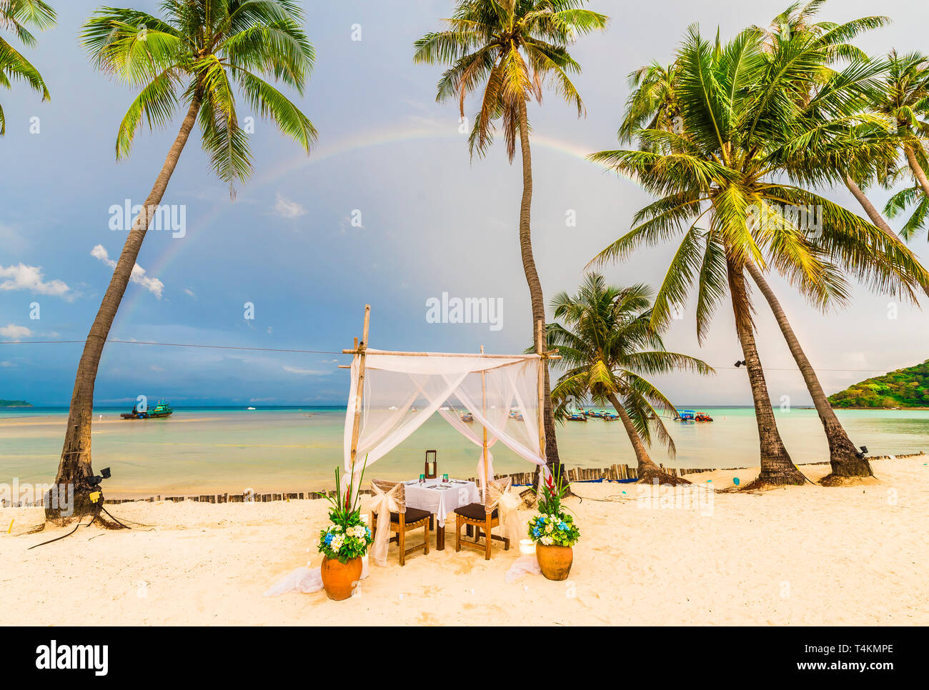 Exotic beach after rain at Ko Phi Phi Lee island, Krabi Province, Andaman Sea, Thailand Stock Photo
