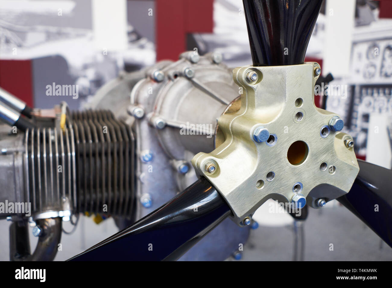 Propeller of the piston engine of the aircraft at the exhibition Stock