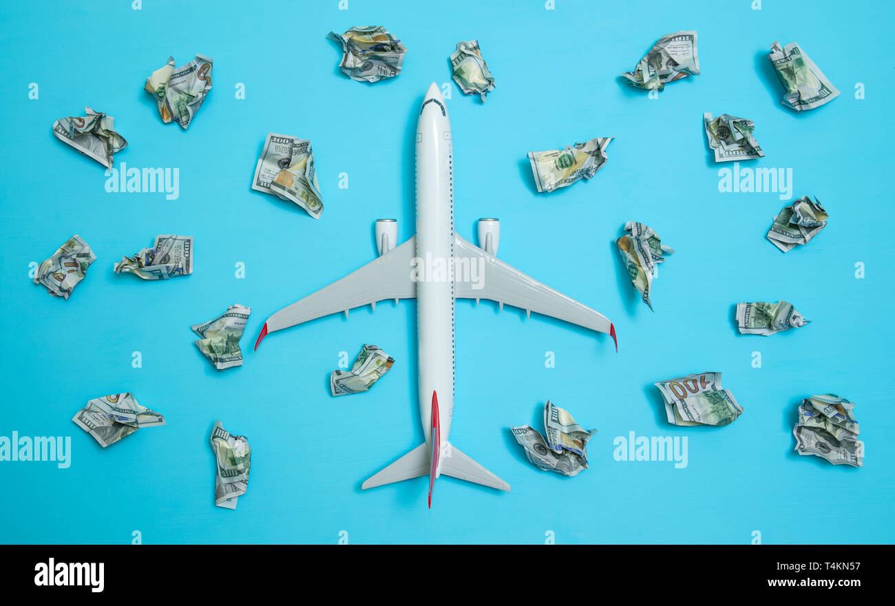 Plane on a blue background Stock Photo