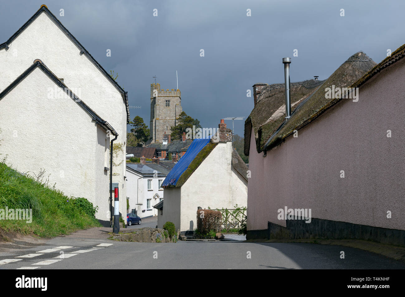 Devon village of Dunsford,Post Office, Village, UK, Devon, Sign, Shopping, Bed and Breakfast, Car, Church, City Street, Dartmoor, Holiday Stock Photo