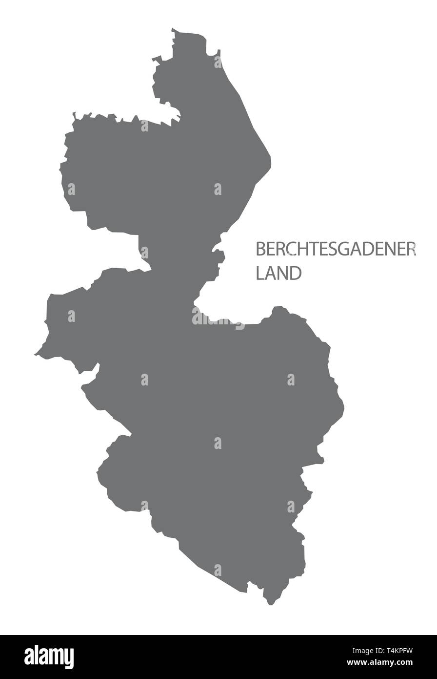 Berchtesgadener Land grey county map of Bavaria Germany Stock Vector