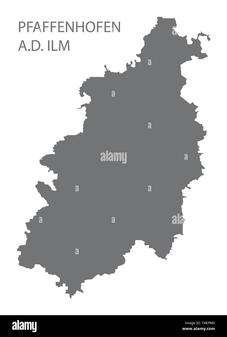 Pfaffenhofen an der Ilm grey county map of Bavaria Germany Stock Vector