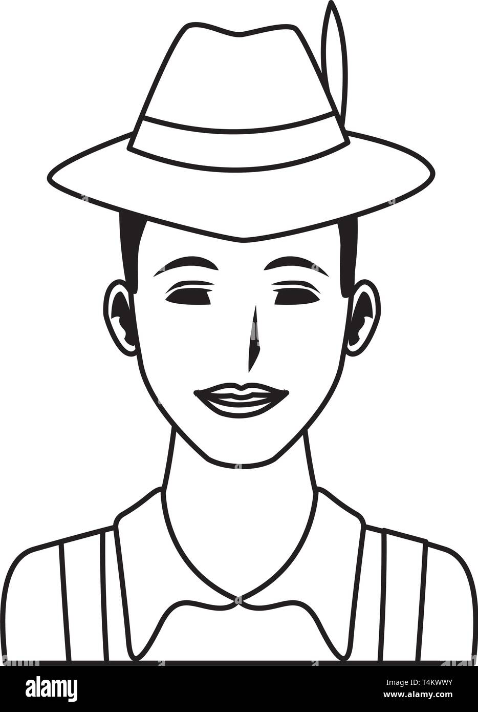 man avatar cartoon character black and white Stock Vector Image & Art ...