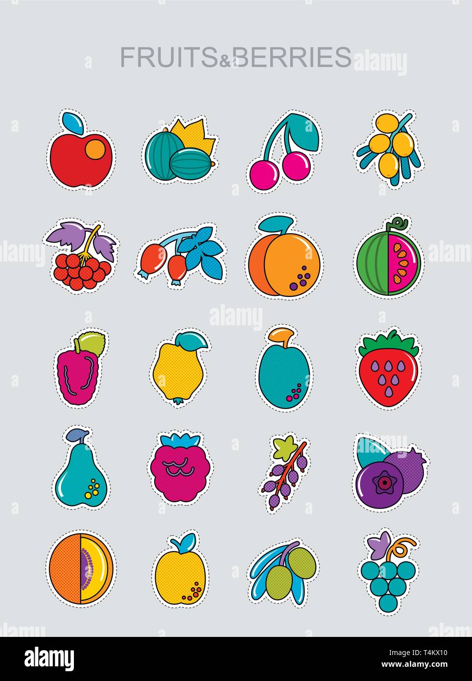 Set of Fruits and Berries icons set. Vector illustration for food apps ...