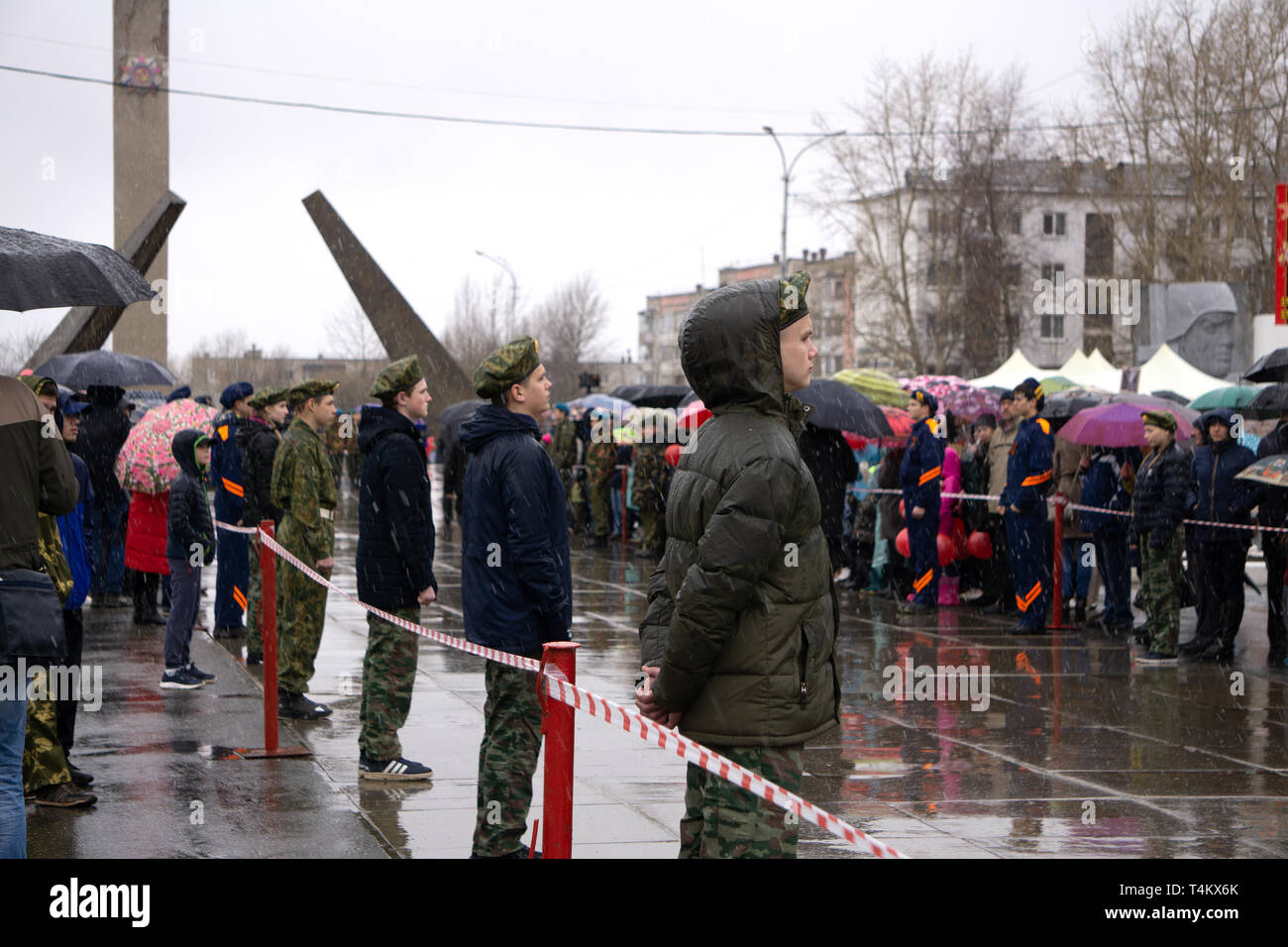 People at the memorial to the fallen soldiers of World War II. Victory ...