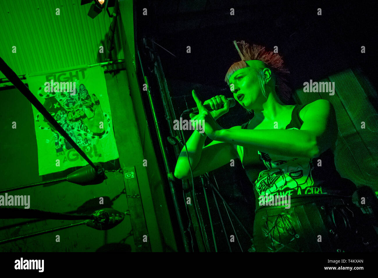 London, UK. 13th April, 2019. Eve Women’s Wrestling “Bigger than SHEsus” professional women’s wrestling event. Credit: Guy Corbishley/Alamy Live News Stock Photo