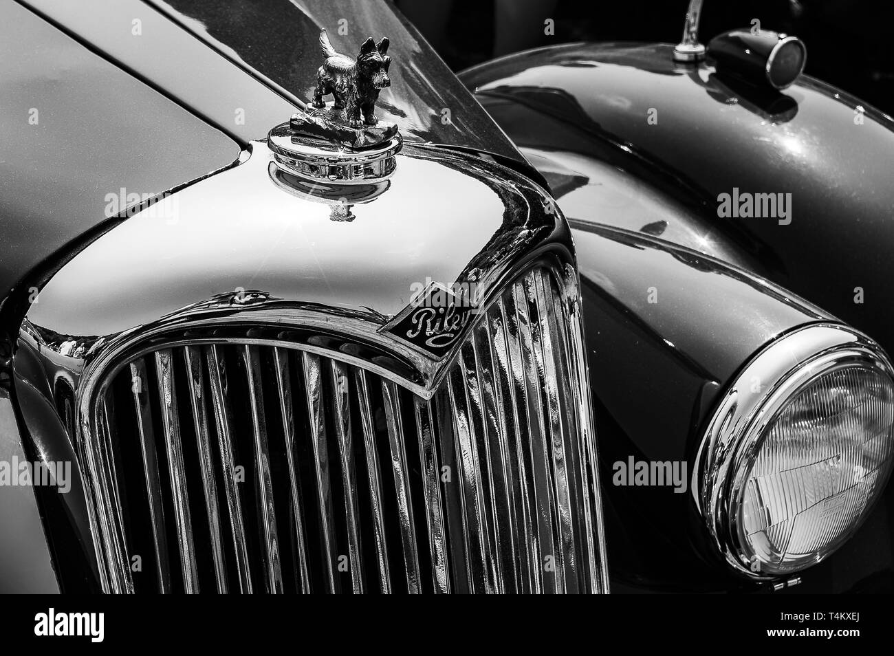 A vintage Riley on display at a car show Stock Photo
