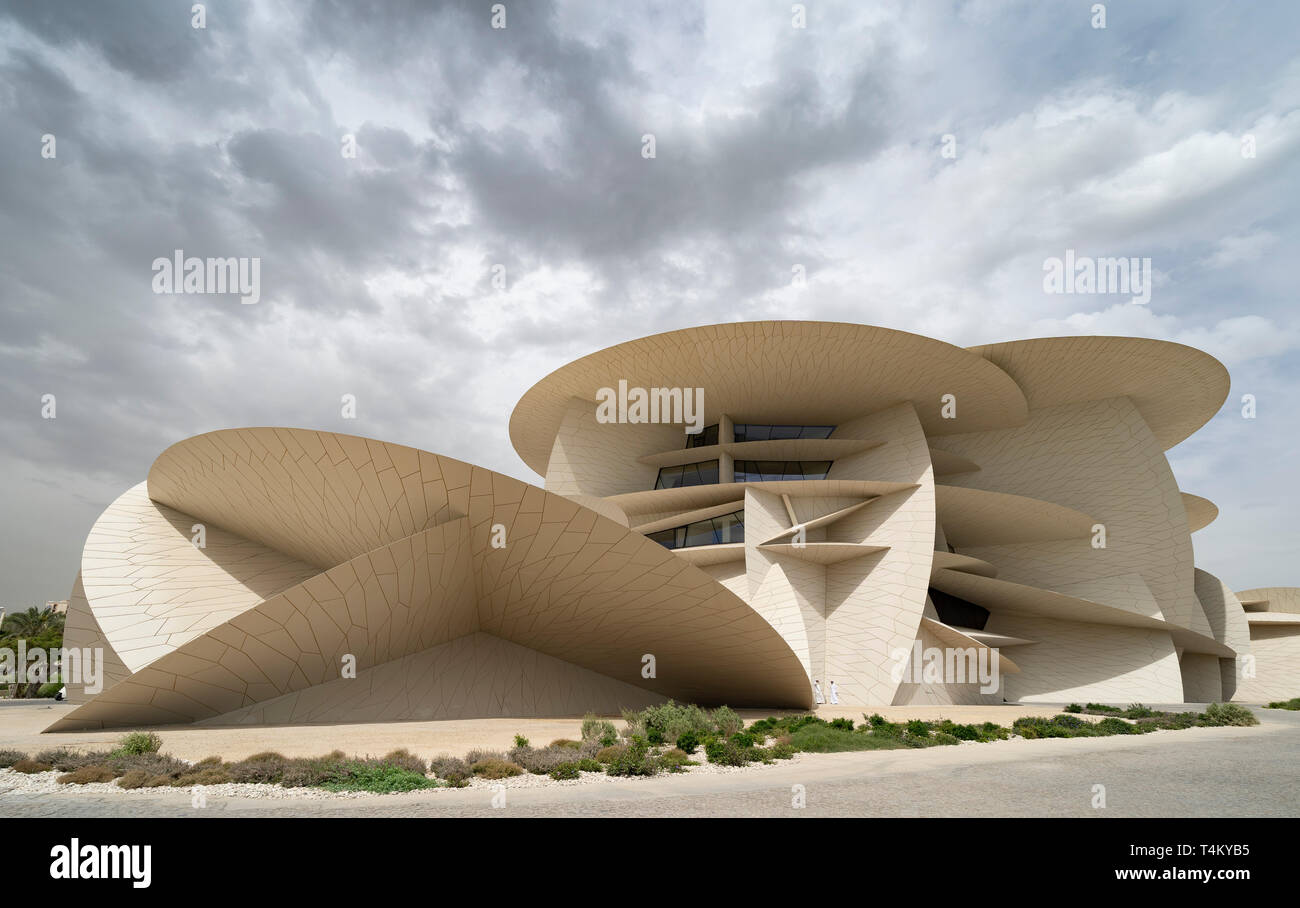 View of new National Museum of Qatar in Doha , Qatar. Architect Jean Nouvel. Stock Photo