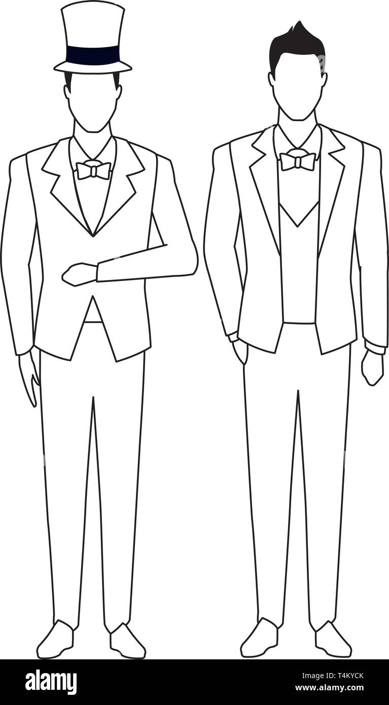 men wearing tuxedo black and white Stock Vector Image &amp; Art - Alamy