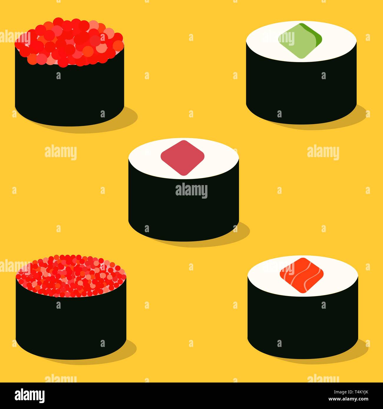 Sushi icons set. Asian food. Flat style food. Vector illustration Stock ...