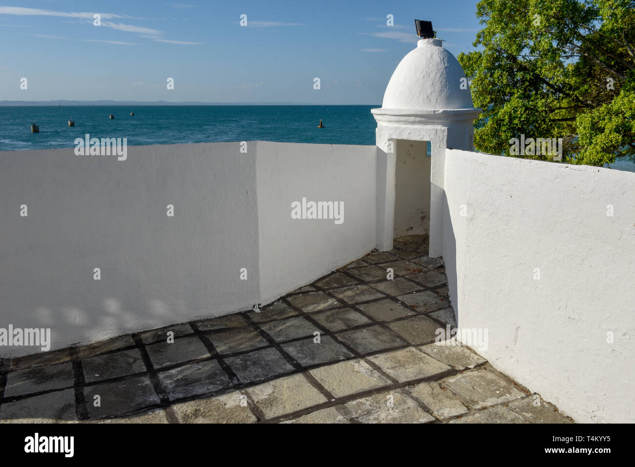 Turret of the fort at Itaparica island on Brazil Stock Photo