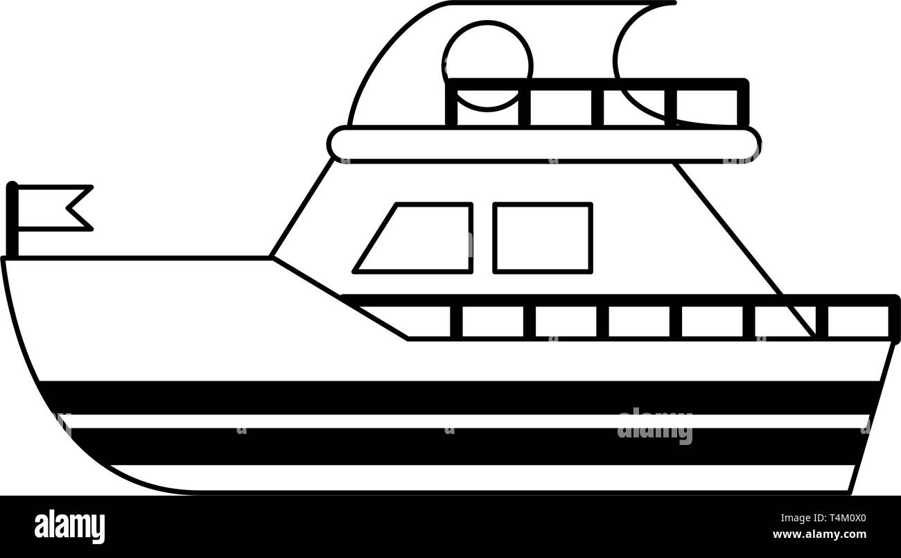 Yatch boat vehicle isolated black and white Stock Vector Image & Art ...