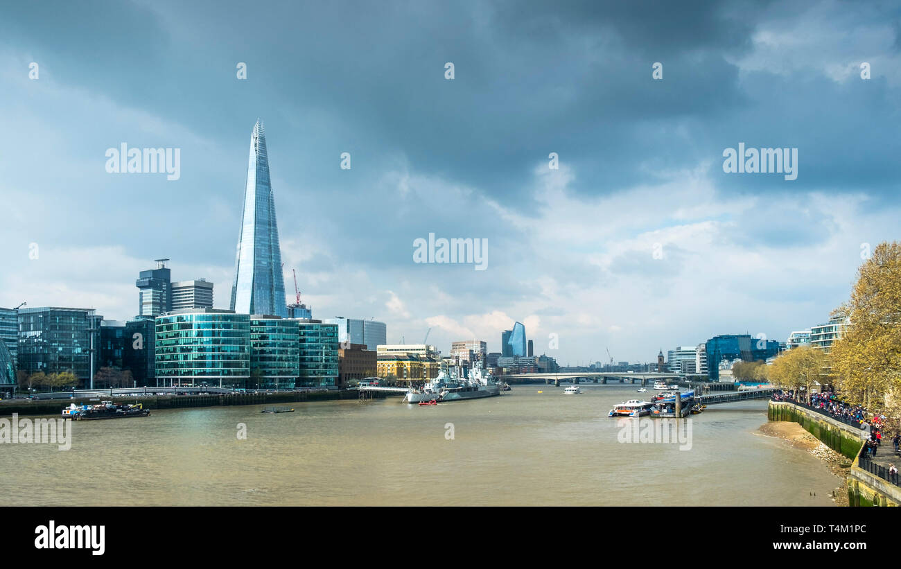 A panoramic image of the River Thames in London. Stock Photo
