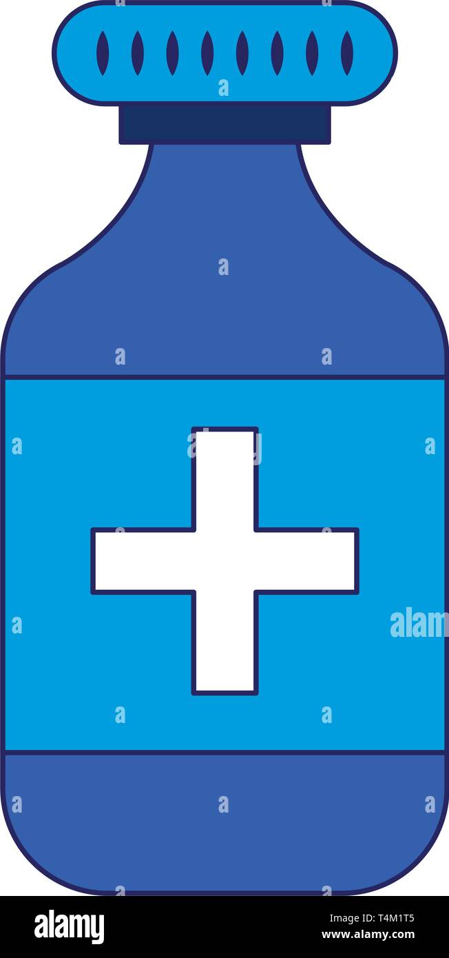 Medicine bottle symbol isolated blue lines Stock Vector Image & Art - Alamy