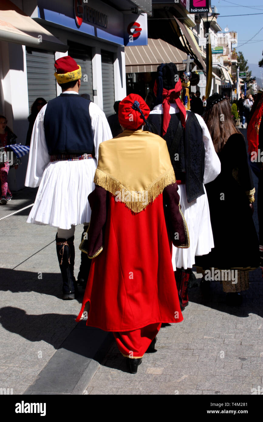 Dancers in traditional dress at the Greek National Day (25th March