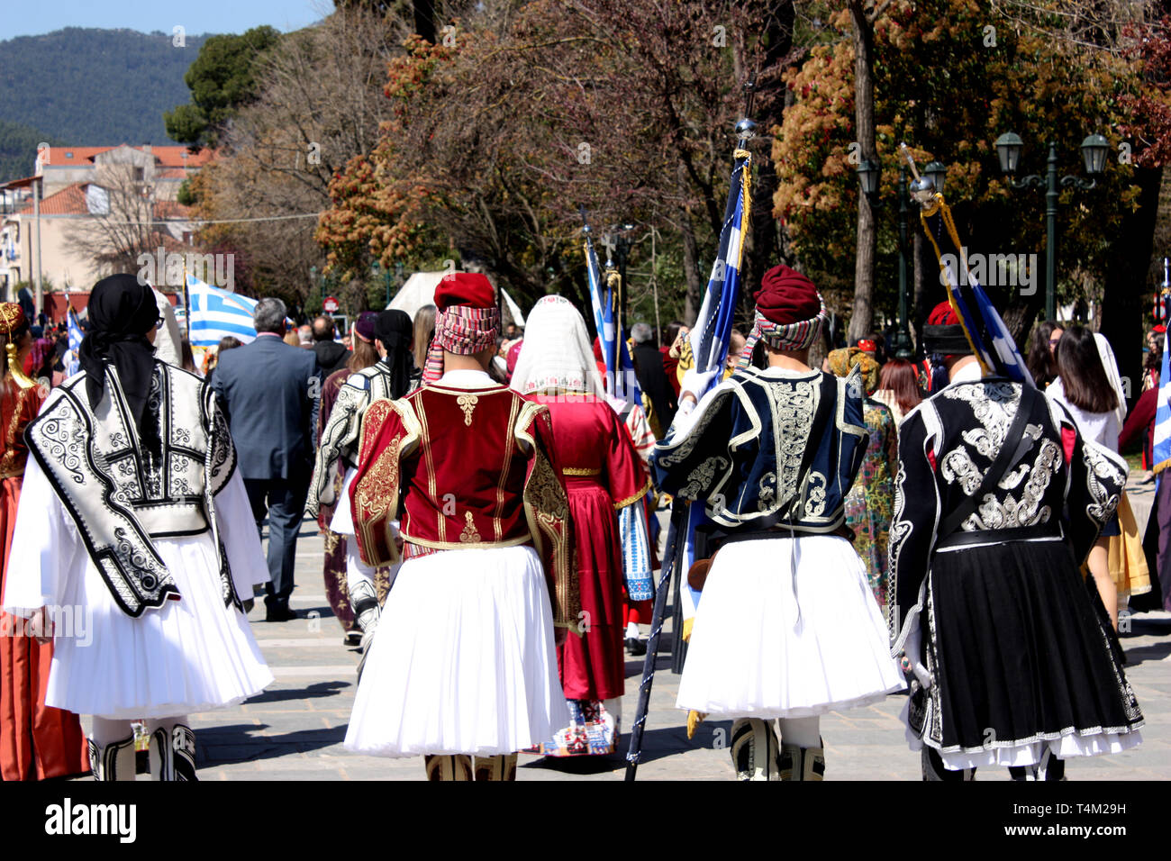 Dancers in traditional dress at the Greek National Day (25th March