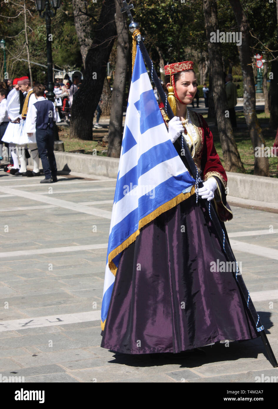 Dancers in traditional dress at the Greek National Day (25th March