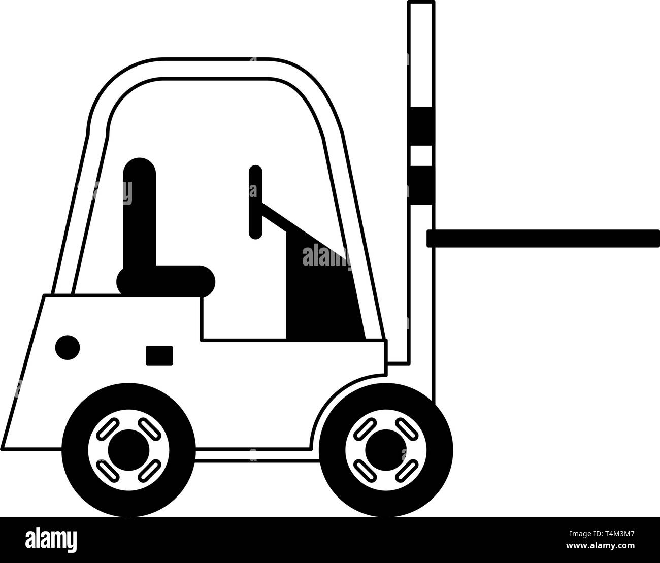 Forklift cargo vehicle sideview black and white Stock Vector Image ...