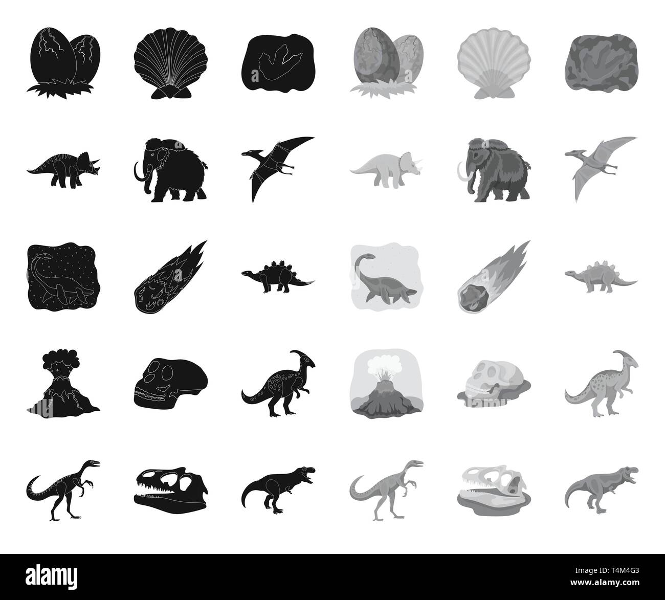 Prehistoric shell, dinosaur eggs,pterodactyl, mammoth. Dinosaur and  prehistoric period set collection icons in black,monochrome,outline style  vector s Stock Vector Image & Art - Alamy