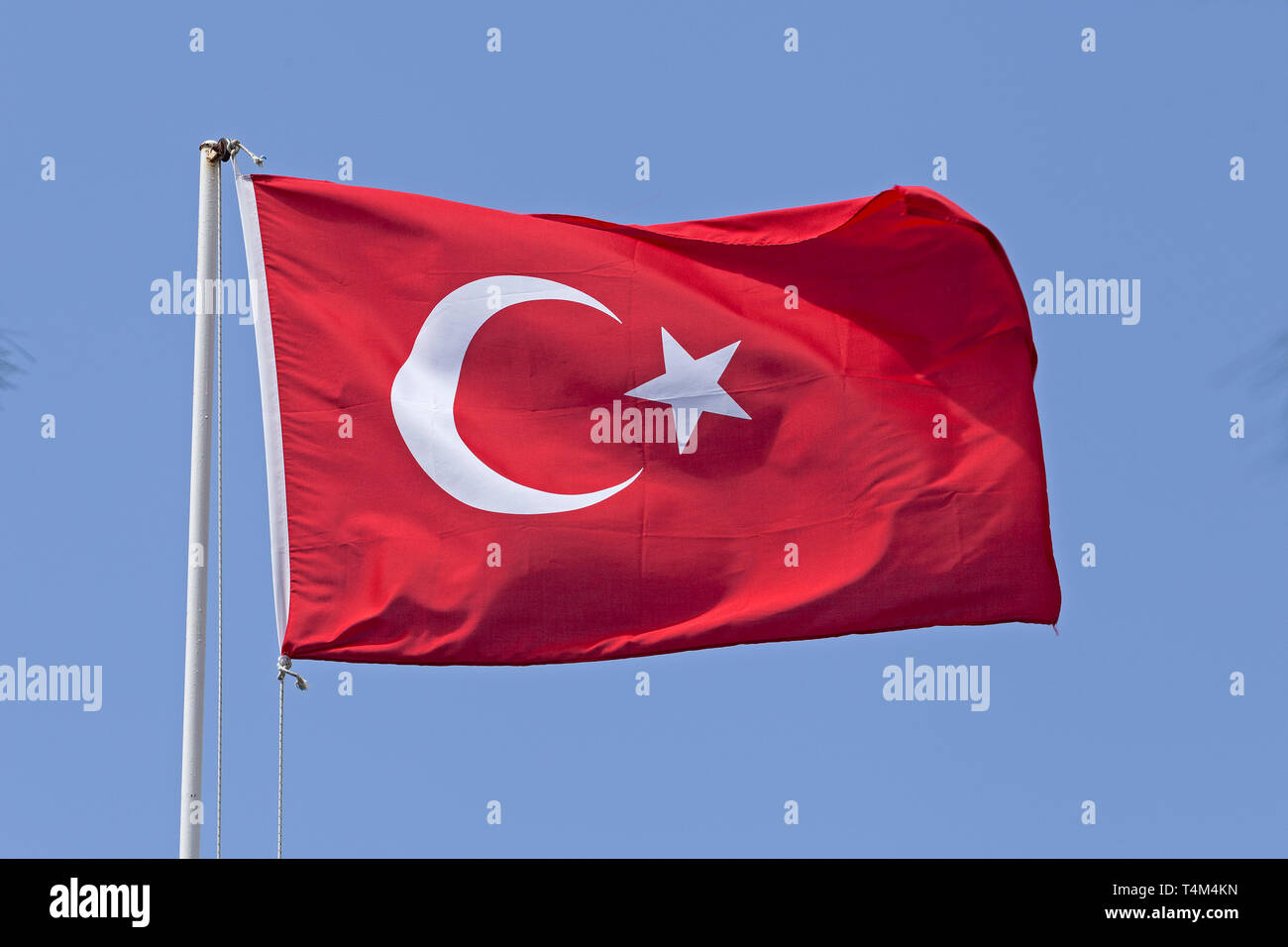 Turkish ensign, Alanya, Province Antalya, Turkey Stock Photo