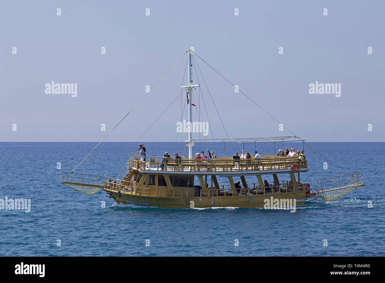 excursion boat near Side, Province Antalya, Turkey Stock Photo