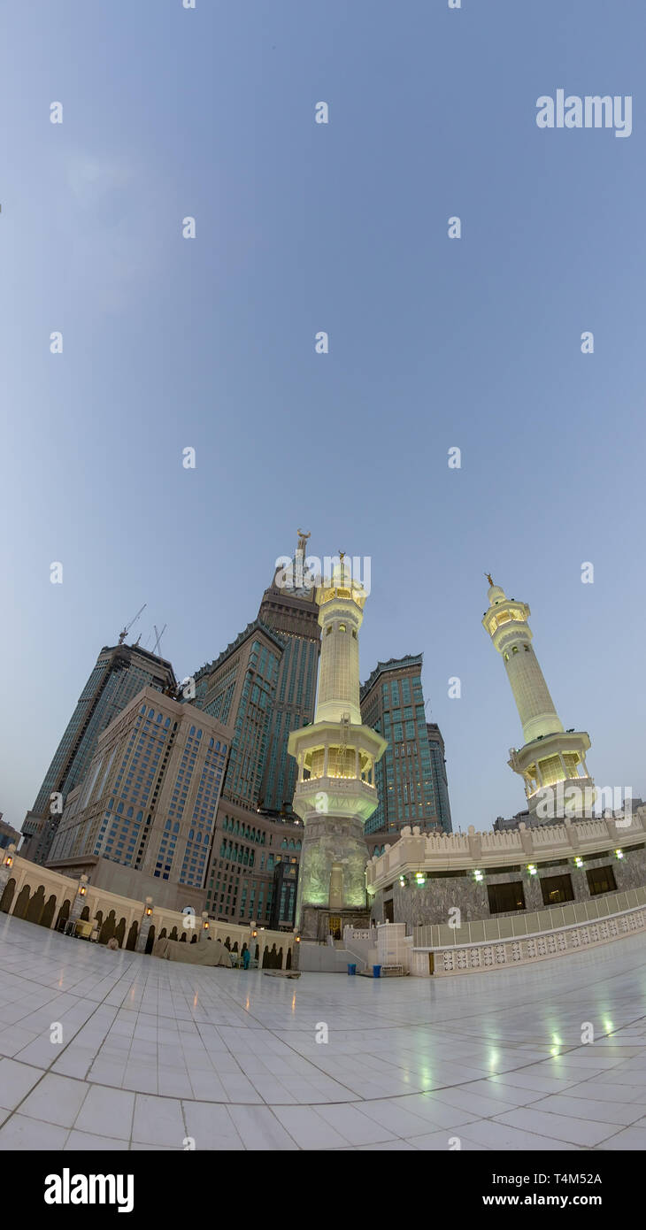 Skyline with Abraj Al Bait (Royal Clock Tower Makkah) in Mecca, Saudi Arabia. Stock Photo