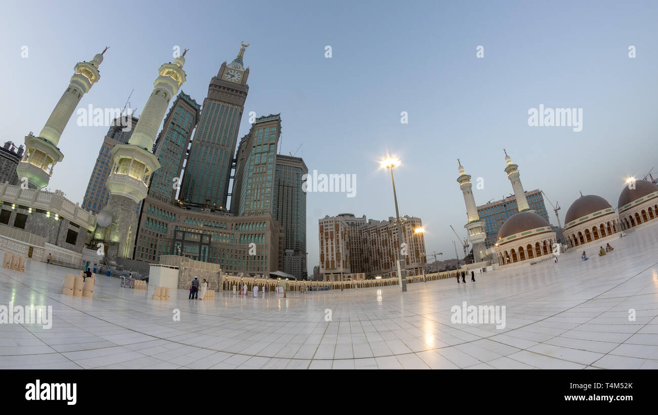 Skyline with Abraj Al Bait (Royal Clock Tower Makkah) in Mecca, Saudi Arabia. Stock Photo