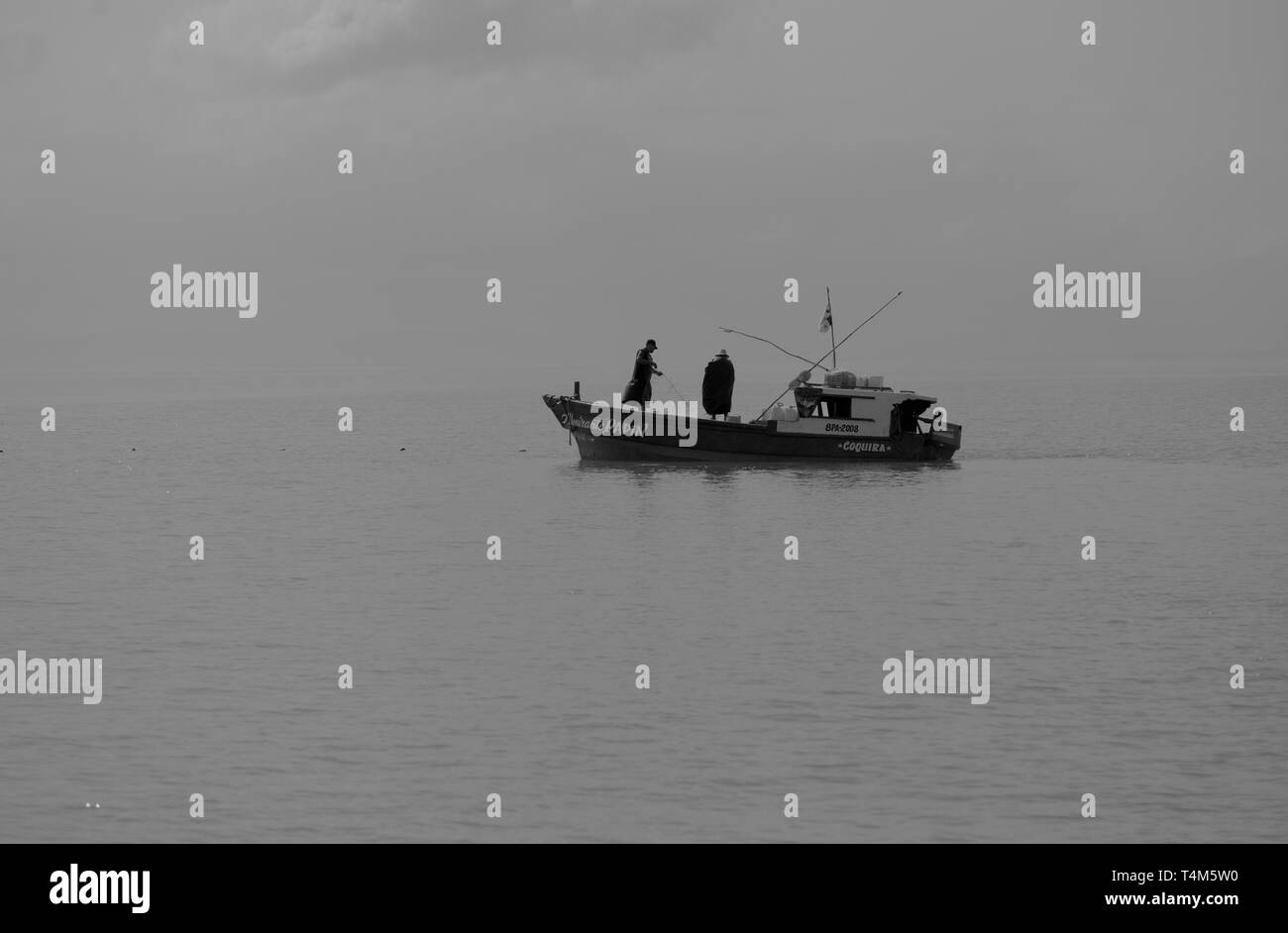 Profile of fishing boat Black and White Stock Photos & Images - Alamy
