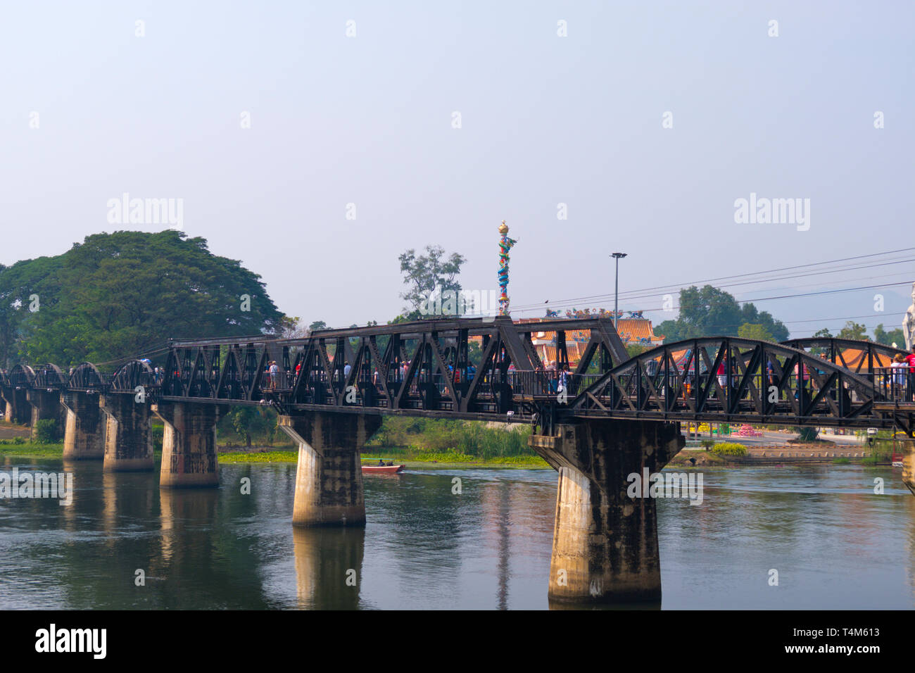 Death Railway Bridge, Mae Nam Khwae River, Kanchanaburi, Thailand Stock Photo