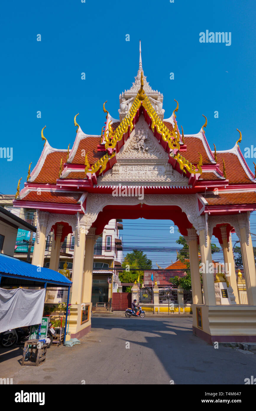 Gate, Wat Mahathat Worawihan, Phetchaburi, Thailand Stock Photo