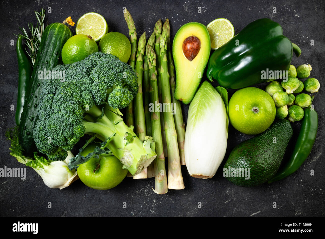 Variety green vegetables and fruits. Healthy food vegetables and fruits ...