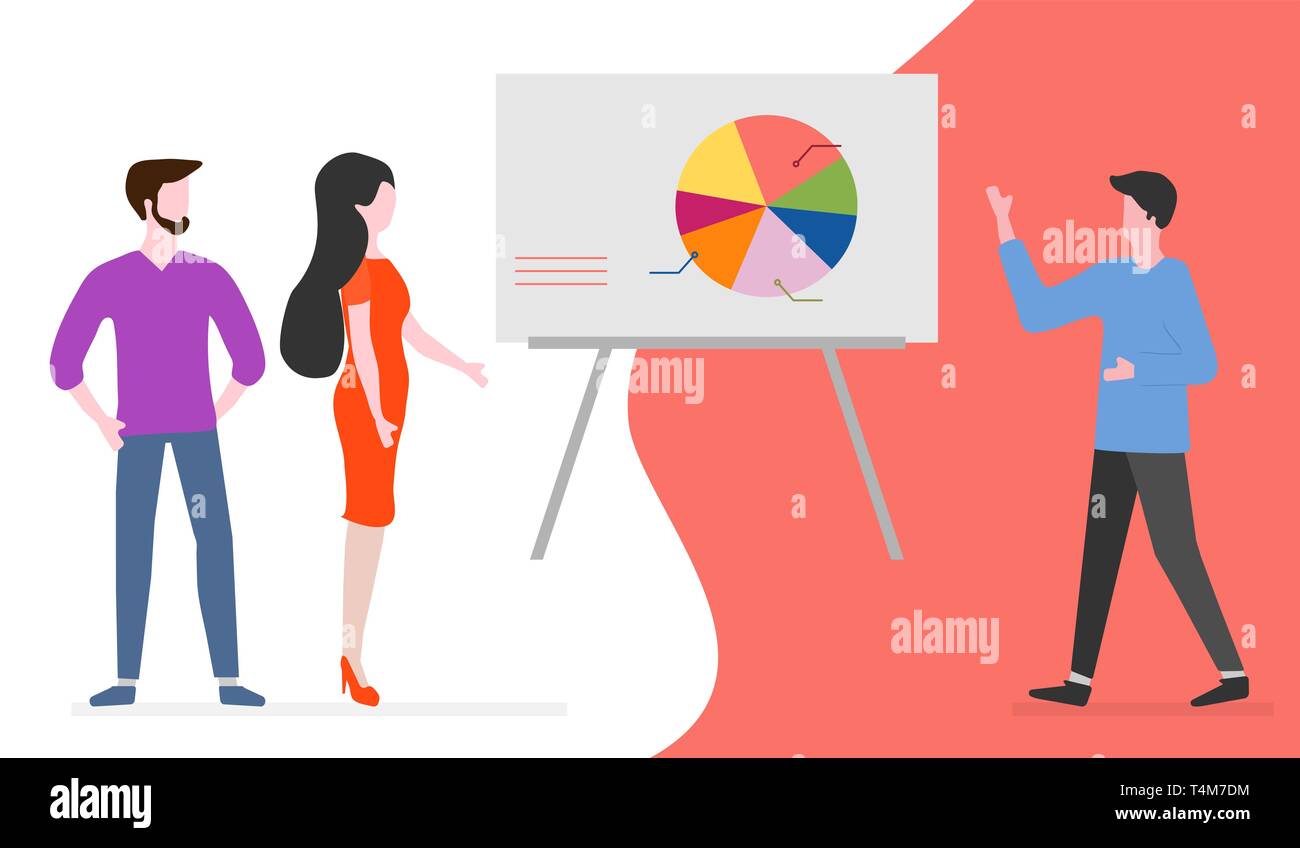 Vector illustration with people having business meeting. People discuss ...
