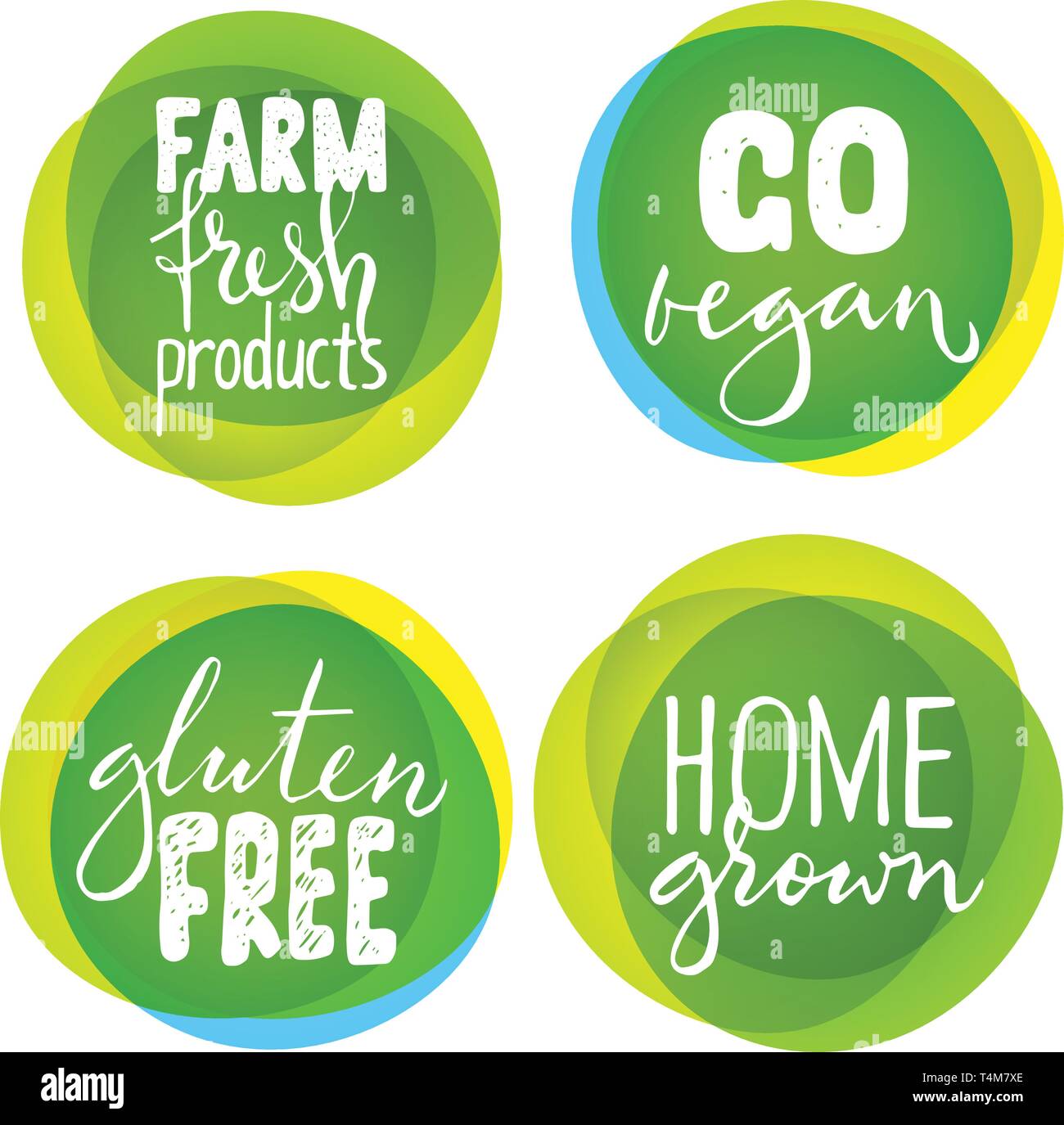 Set of organic food labels with hand drawn lettering Stock Vector Image ...