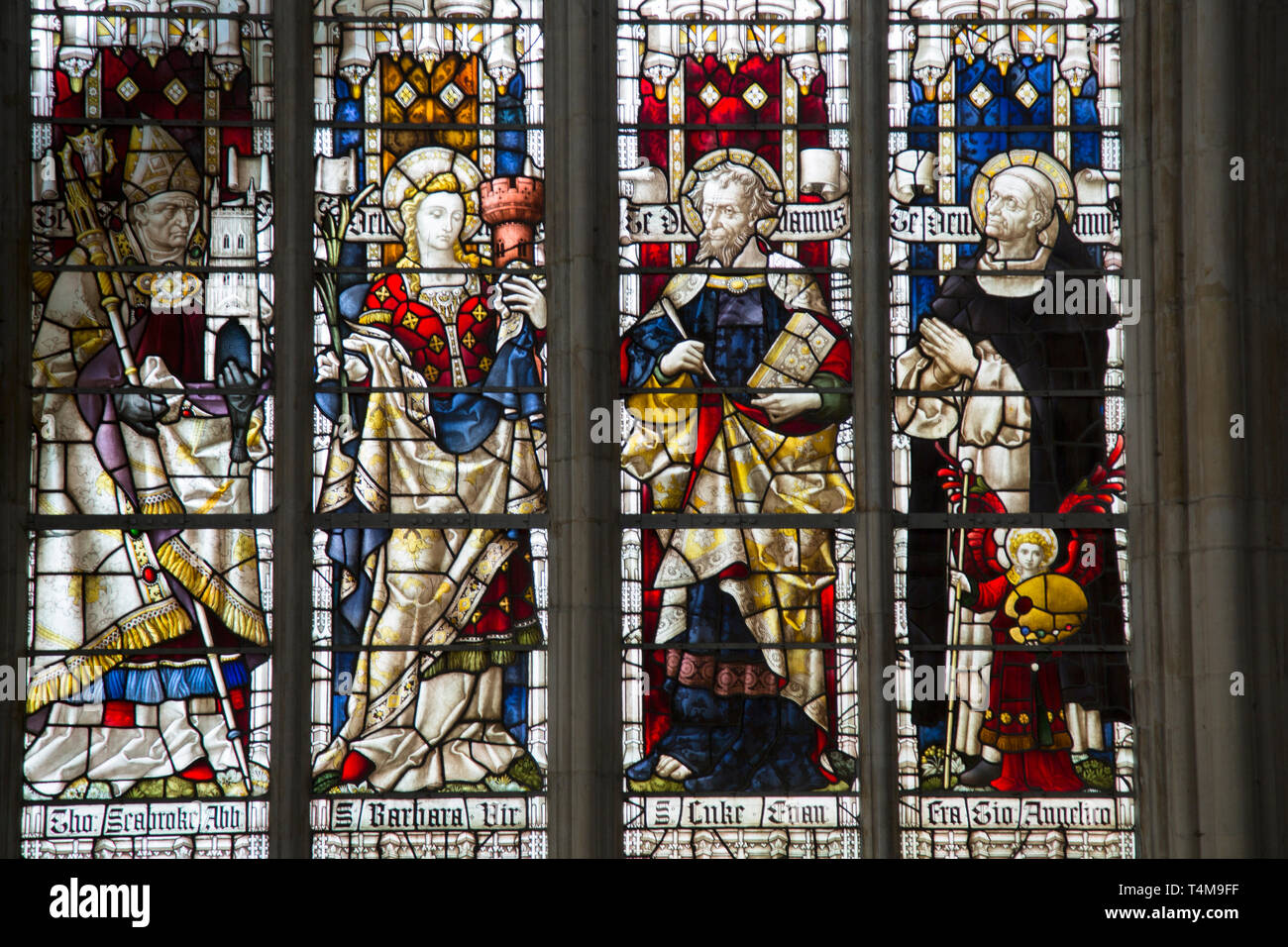 Stained Glass Window; Gloucester Cathedral; England; UK Stock Photo Alamy