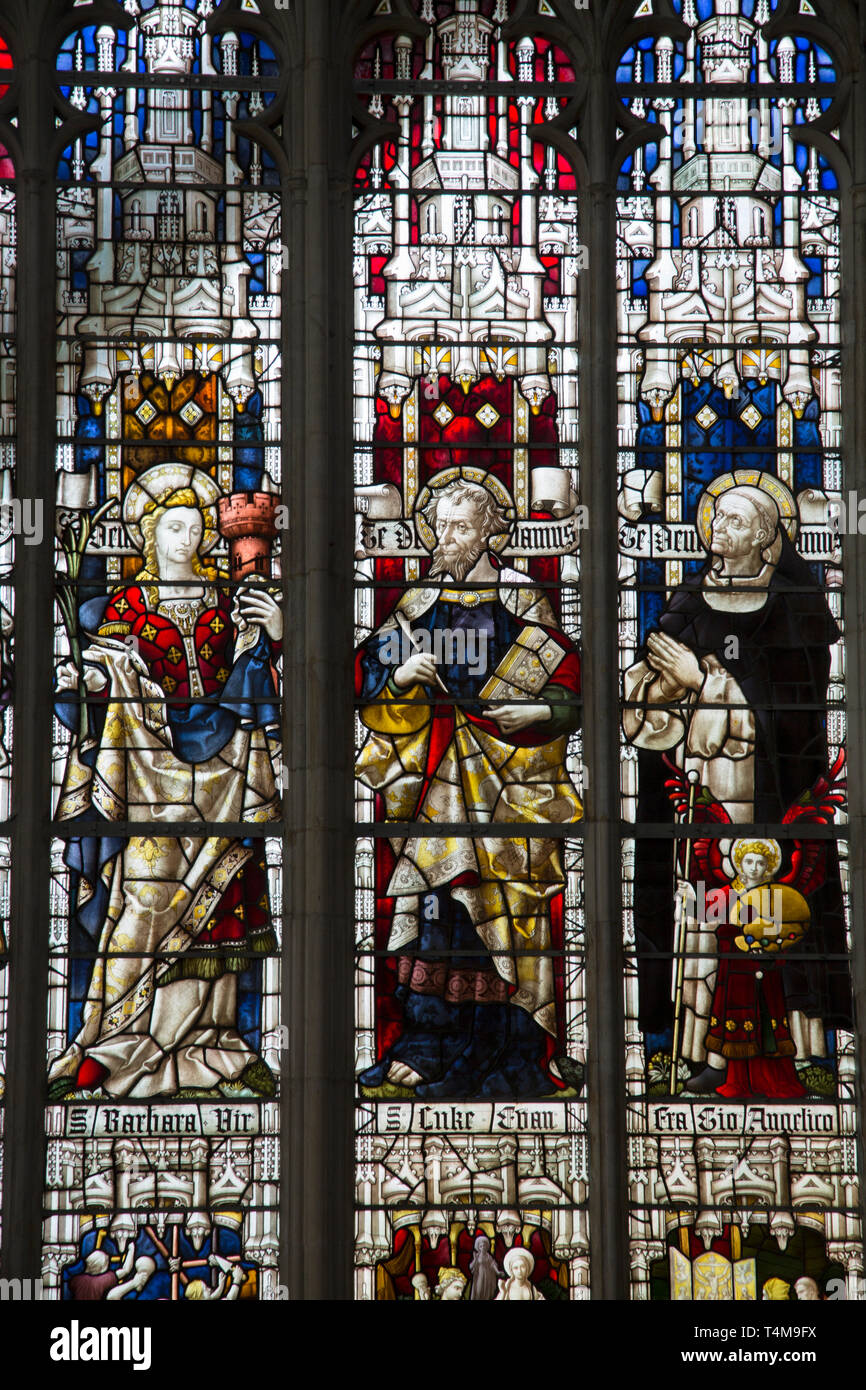 Stained Glass Window; Gloucester Cathedral; England; UK Stock Photo Alamy