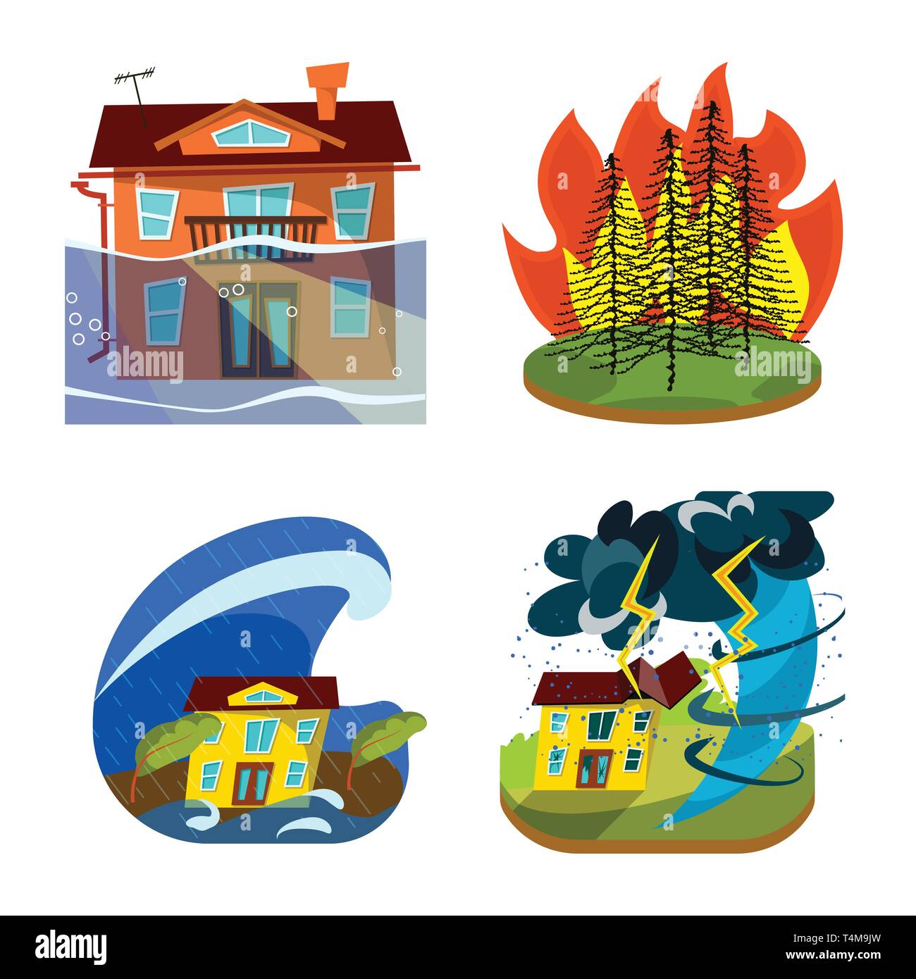 Vector design of cataclysm and disaster icon. Collection of cataclysm ...