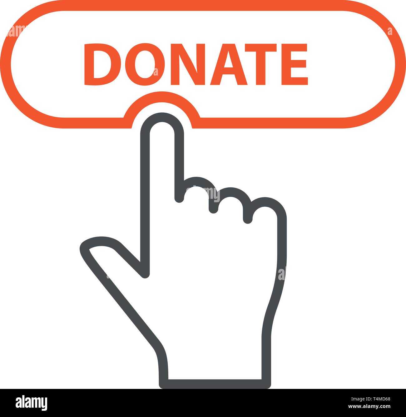 Finger press Donate button - charity and crowdfunding concept icon ...
