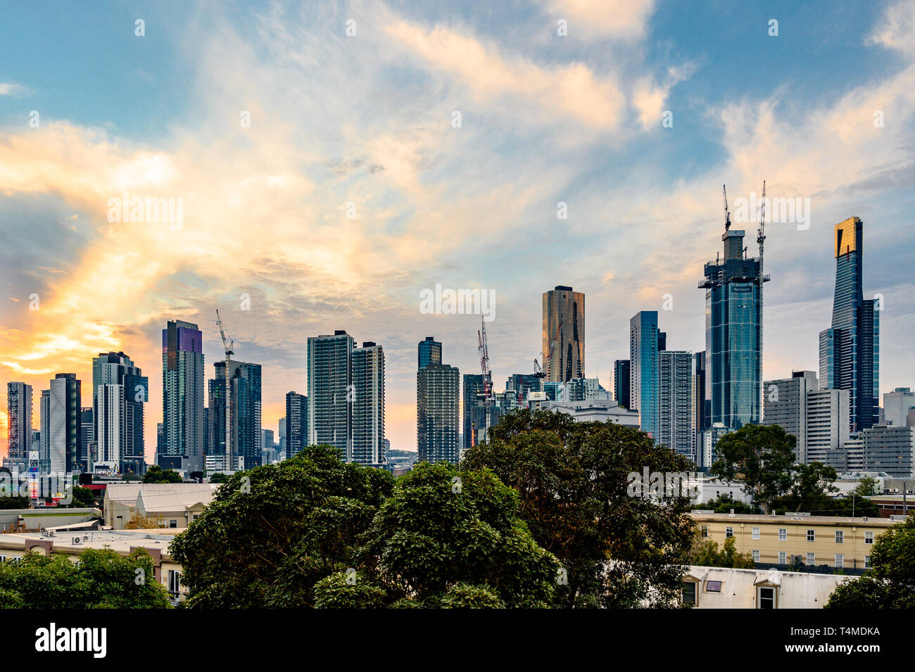 Melbourne City Skyline Stock Photo