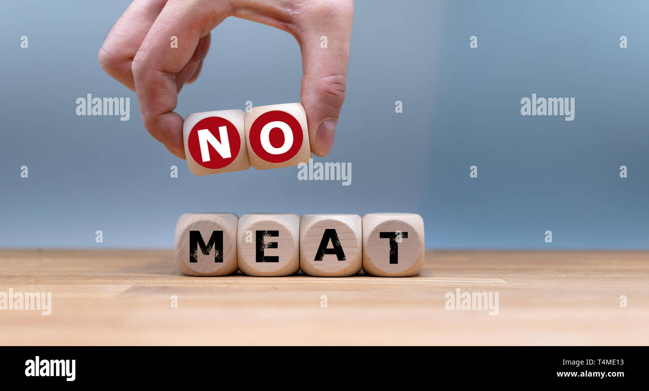 Cubes form the expression 'NO MEAT'. Stock Photo