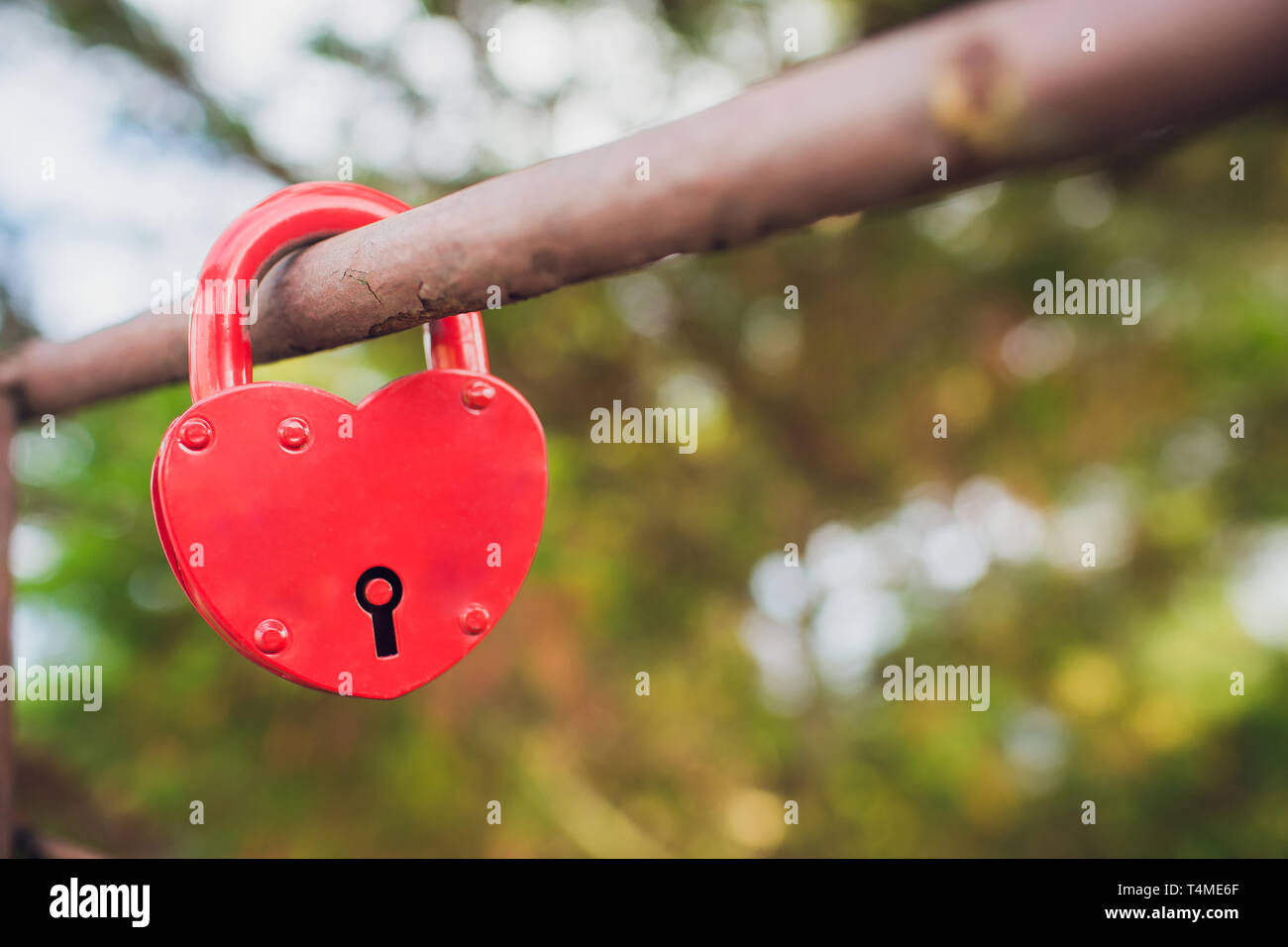 Symbolic love padlocks fixed to the railings bridge Stock Photo Alamy