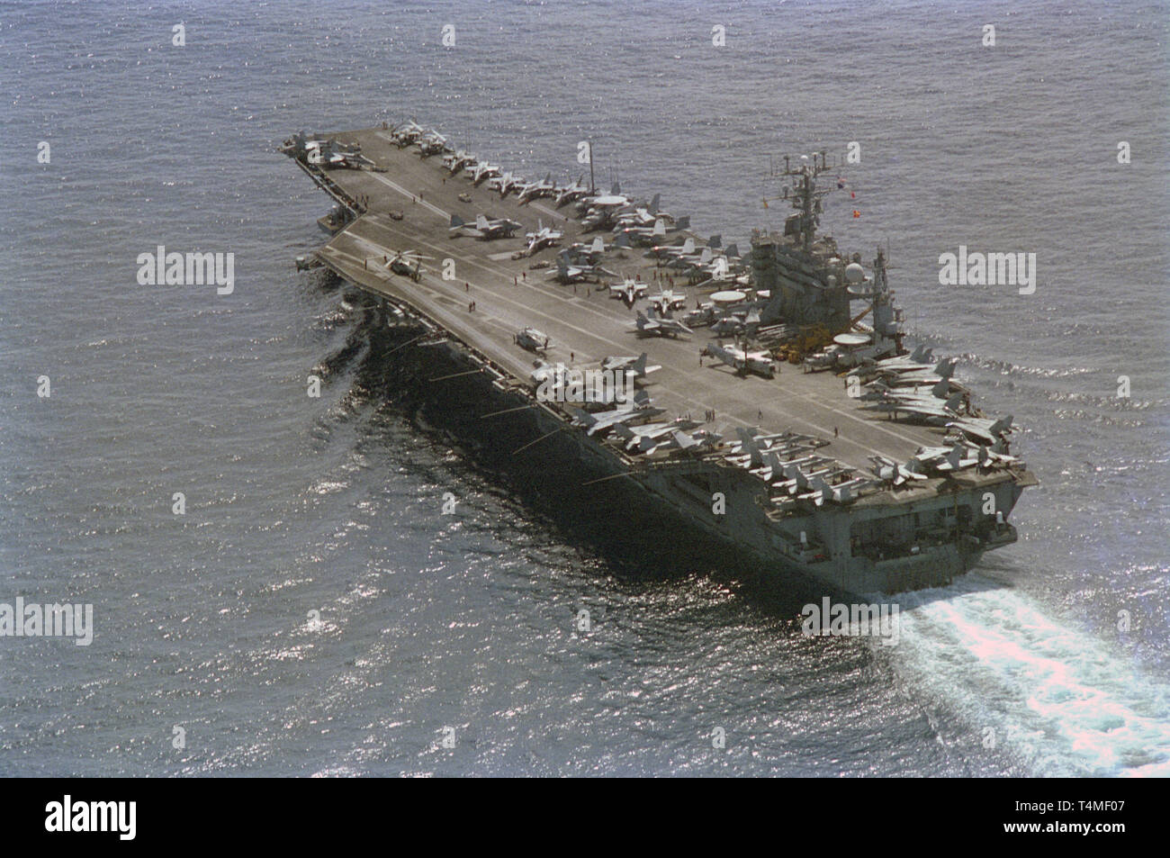 1st November 1993 The U.S. Navy aircraft carrier USS Abraham Lincoln (CVN72) in the Indian Ocean, 50 miles off Mogadishu, Somalia during Operation Continue Hope. Stock Photo