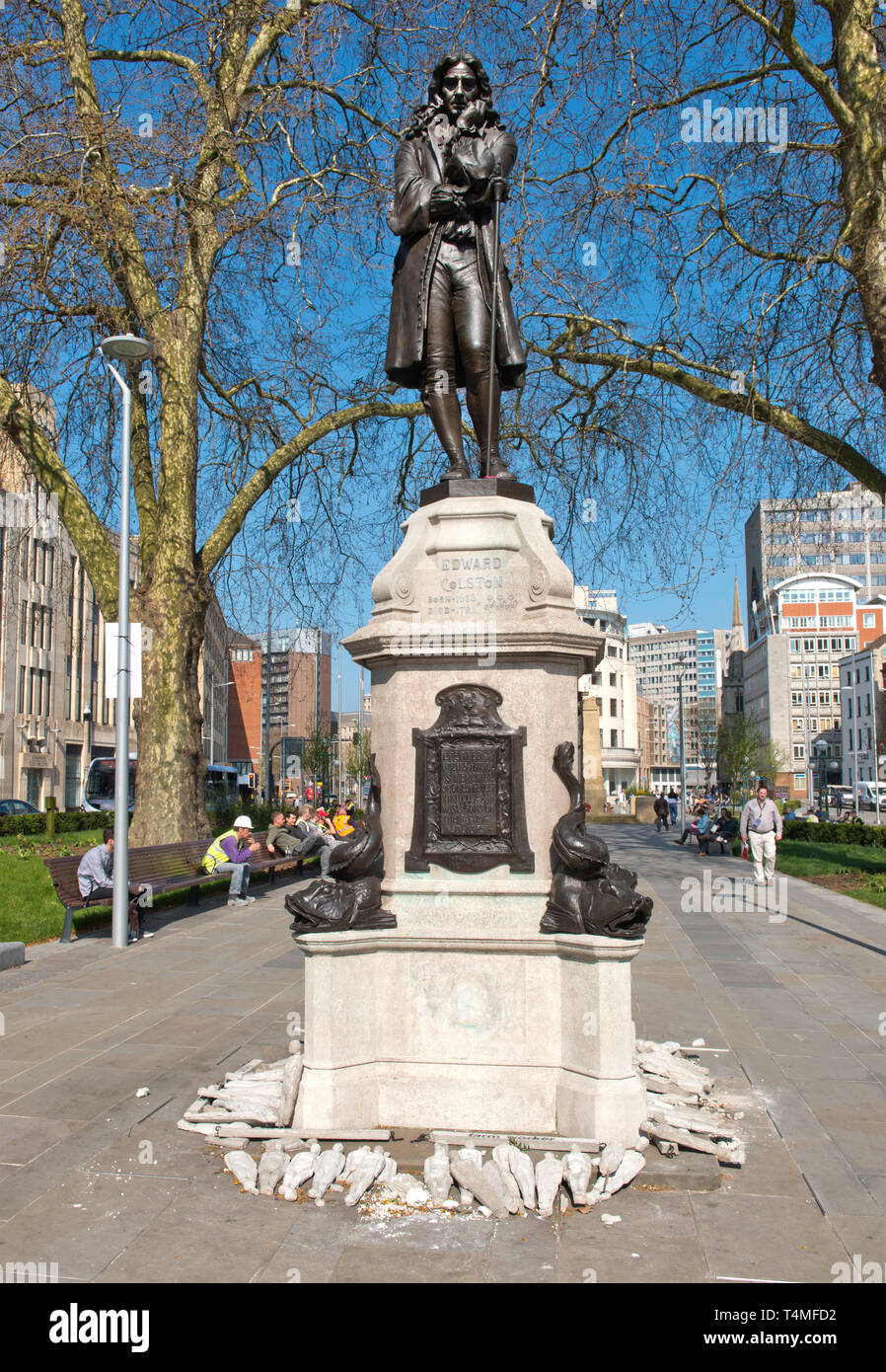 Slaver Edward Colston's statue on the centre, Bristol, UK Stock Photo