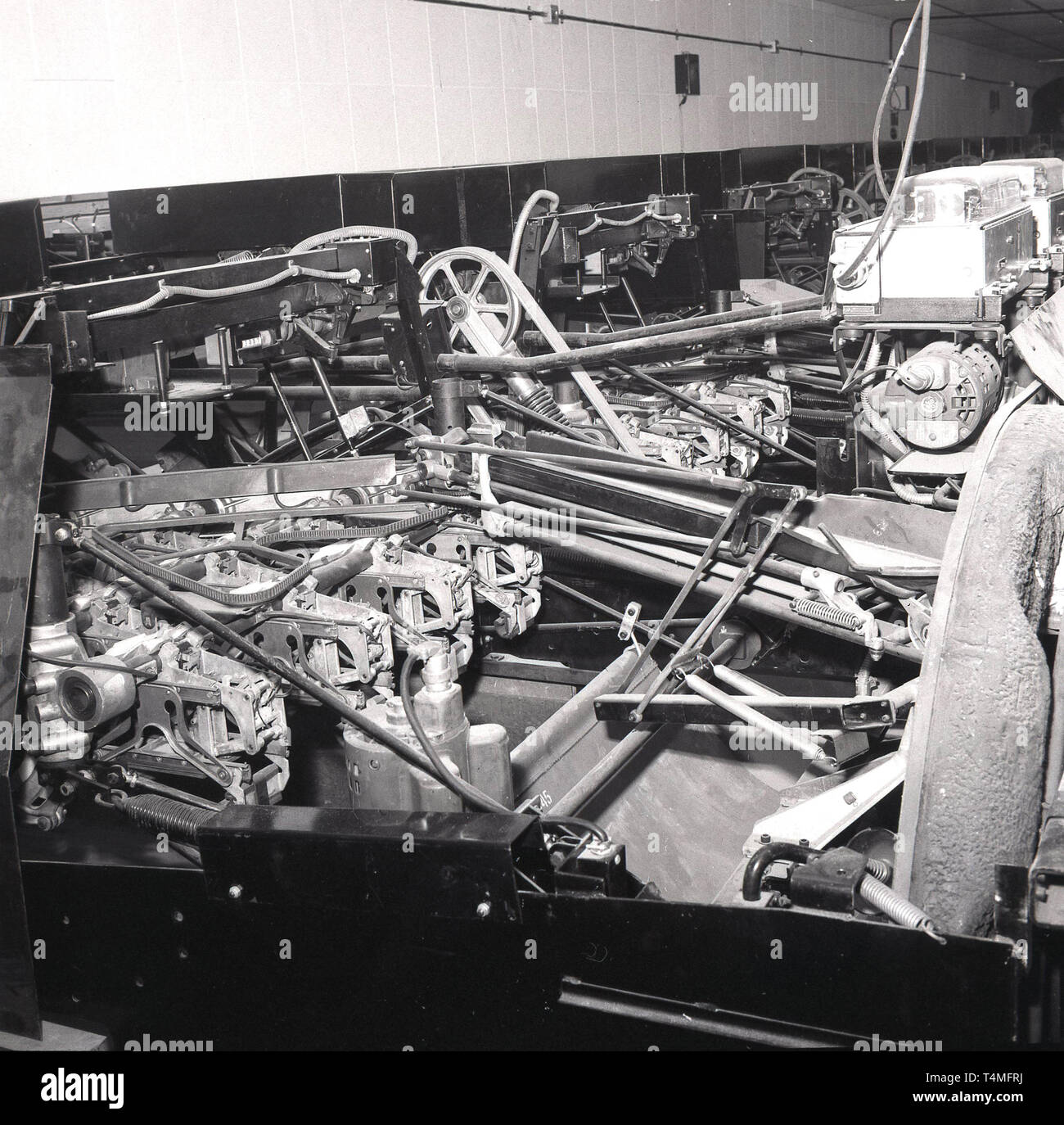 1960s, historical, machinery at a tenpin bowling alley, USA Stock Photo Alamy