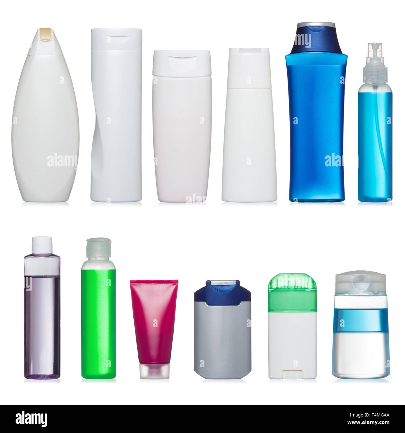 Set of plastic bottles. Scale and and proportion saved. Isolated on white Stock Photo Alamy